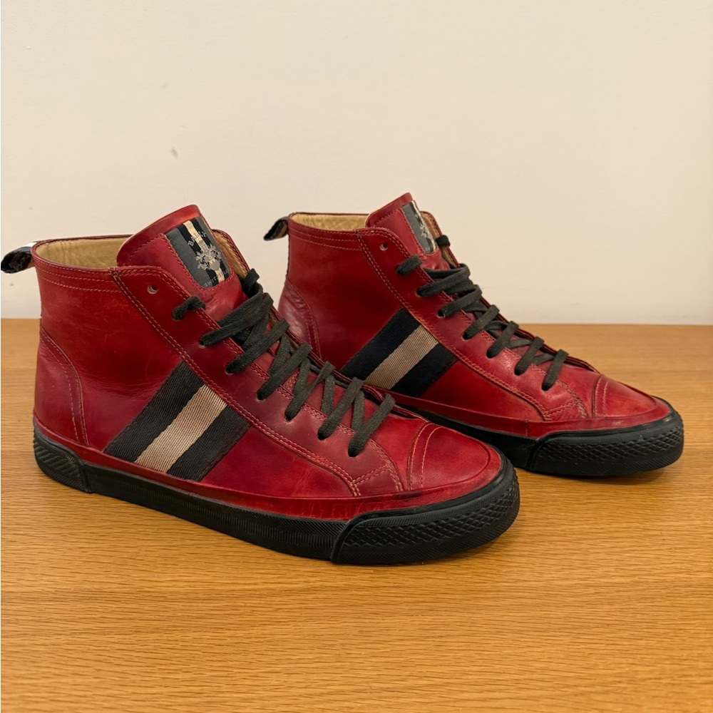 Mens Bally Red and Black Ikadi High-Top Sneakers